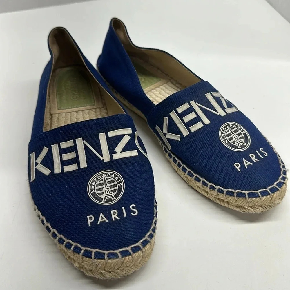 Kenzo Paris Espadrilles Flats Shoes Logo Slip On Royal Blue Women's Size 37 US 6 - Picture 2 of 10